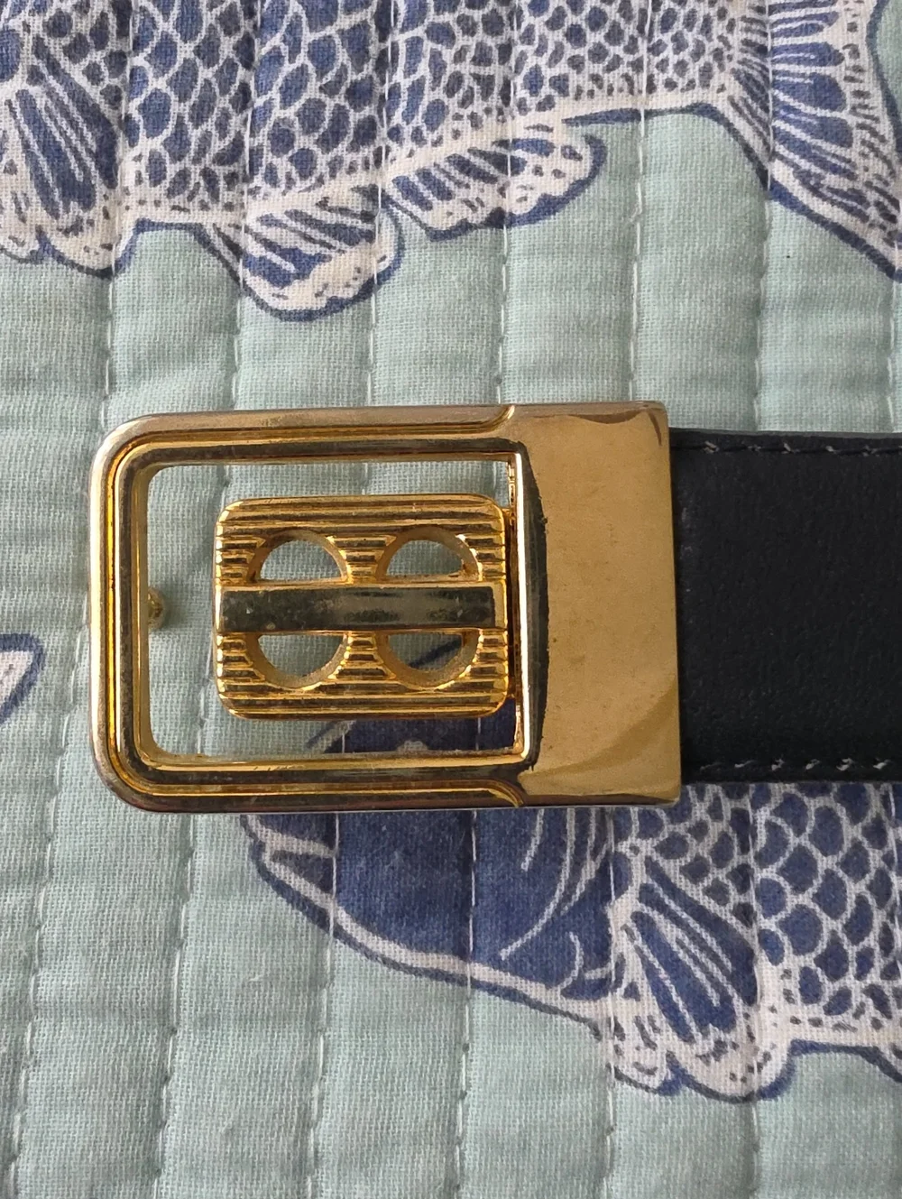 Men's Gold Buckle Reversible Gray/Navy Leather Belt Men's Belt